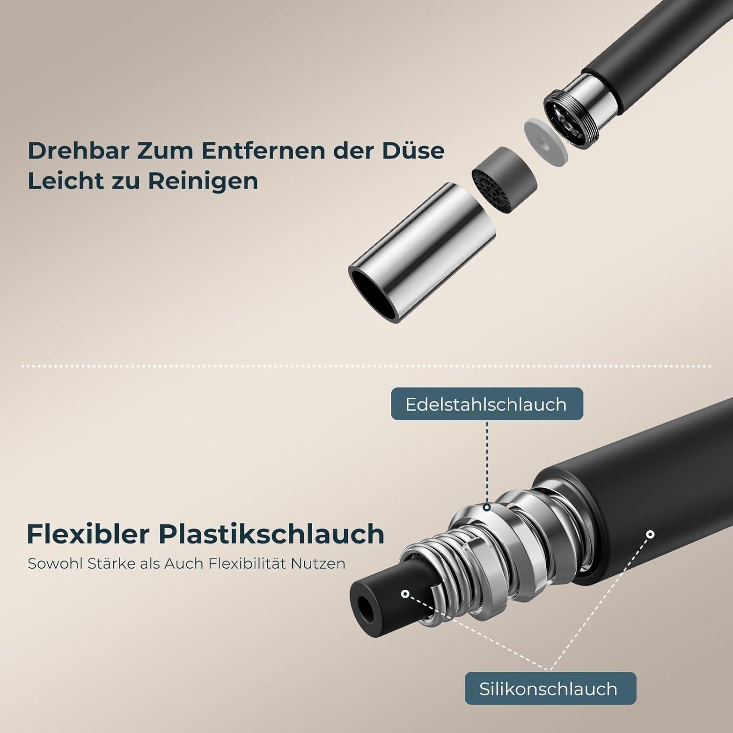 FORIOUS Flexible Küchenarmatur Edelstahl 360° Drehbar Spülenarmatur