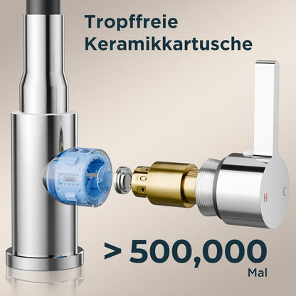 360° Drehbar Küchenarmatur Edelstahl Einhebelmischer Flexibel