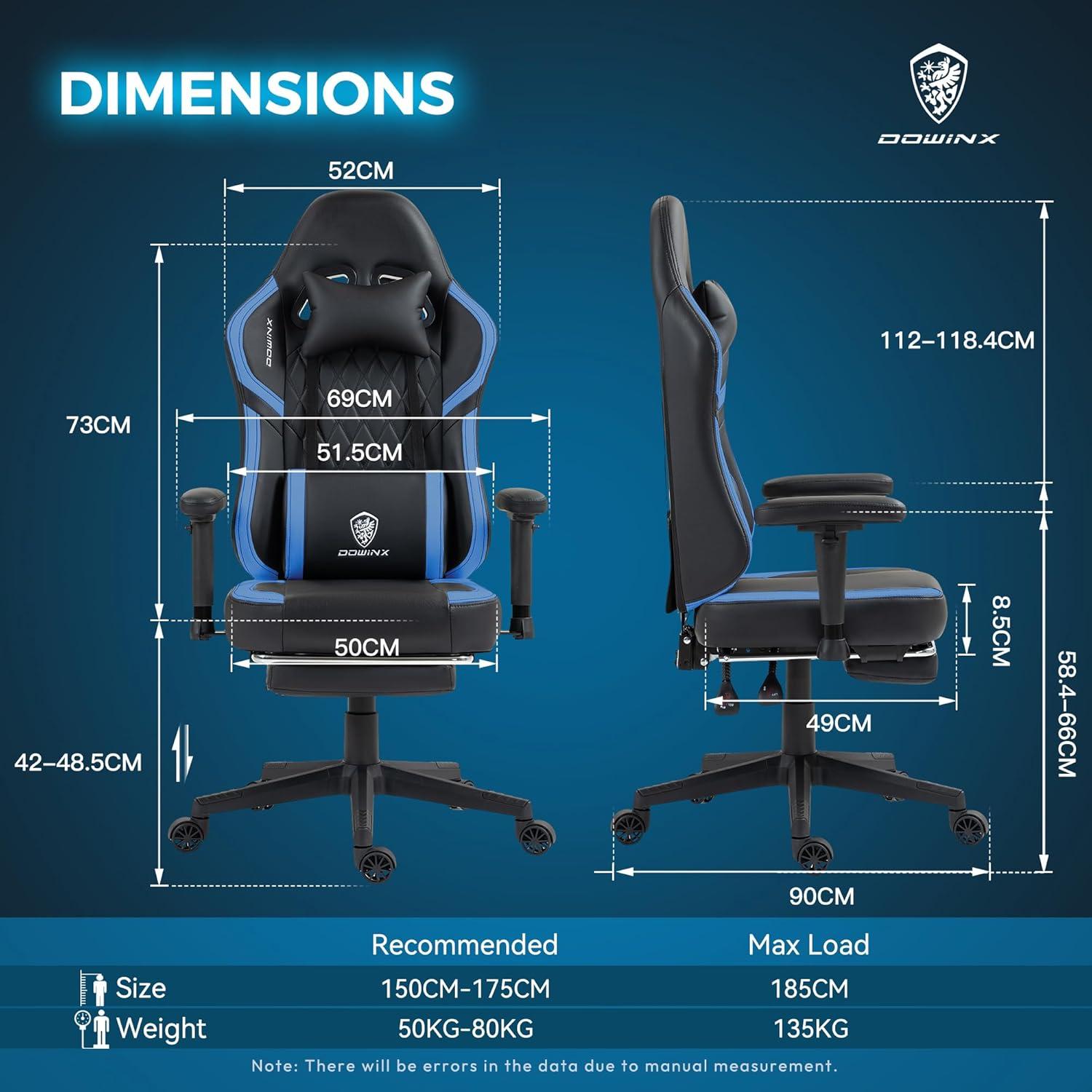 Dowinx Gaming Stuhl mit Taschenfederkissen Massage Pu Leder Homornisch