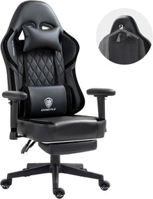 Gaming Stuhl mit Massagefunktion, Fußstütze & Taschenfederkissen