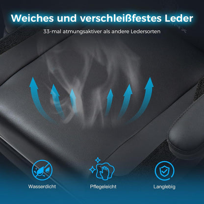 Dowinx Gaming Stuhl Taschenfederkissen Massage Kopfstütze Fußstütze Schwarz