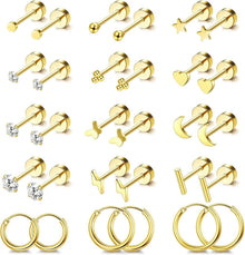 15 Paar Goldene Ohrringe Set für Damen Piercing Ohr Ohrringe Gold