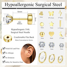 Hypoallergene Ohrstecker Gold Set 15 Paar Piercing Ohrringe