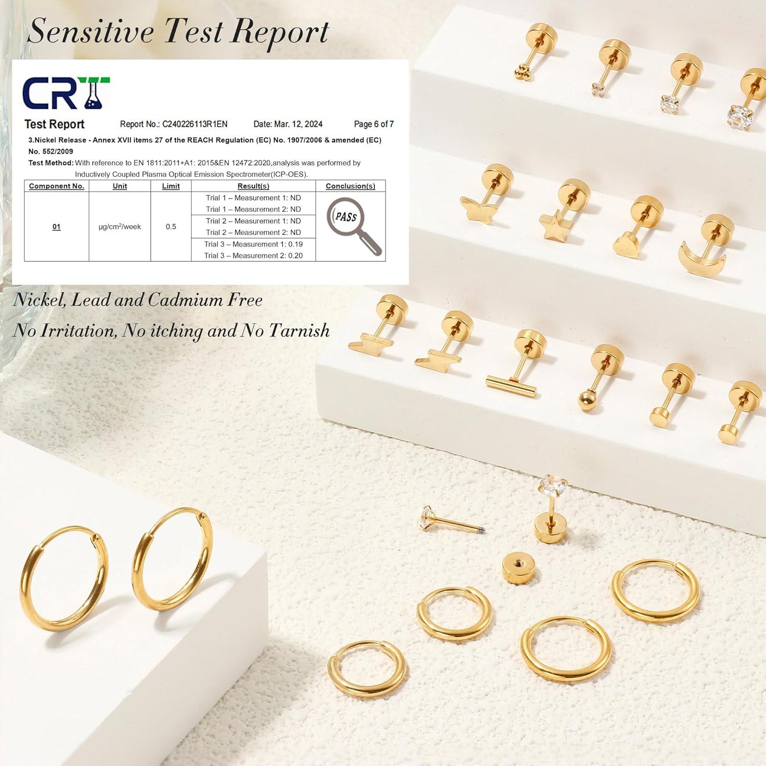 15 Paar Goldene Ohrringe Set für Damen Piercing Ohr Ohrringe Gold