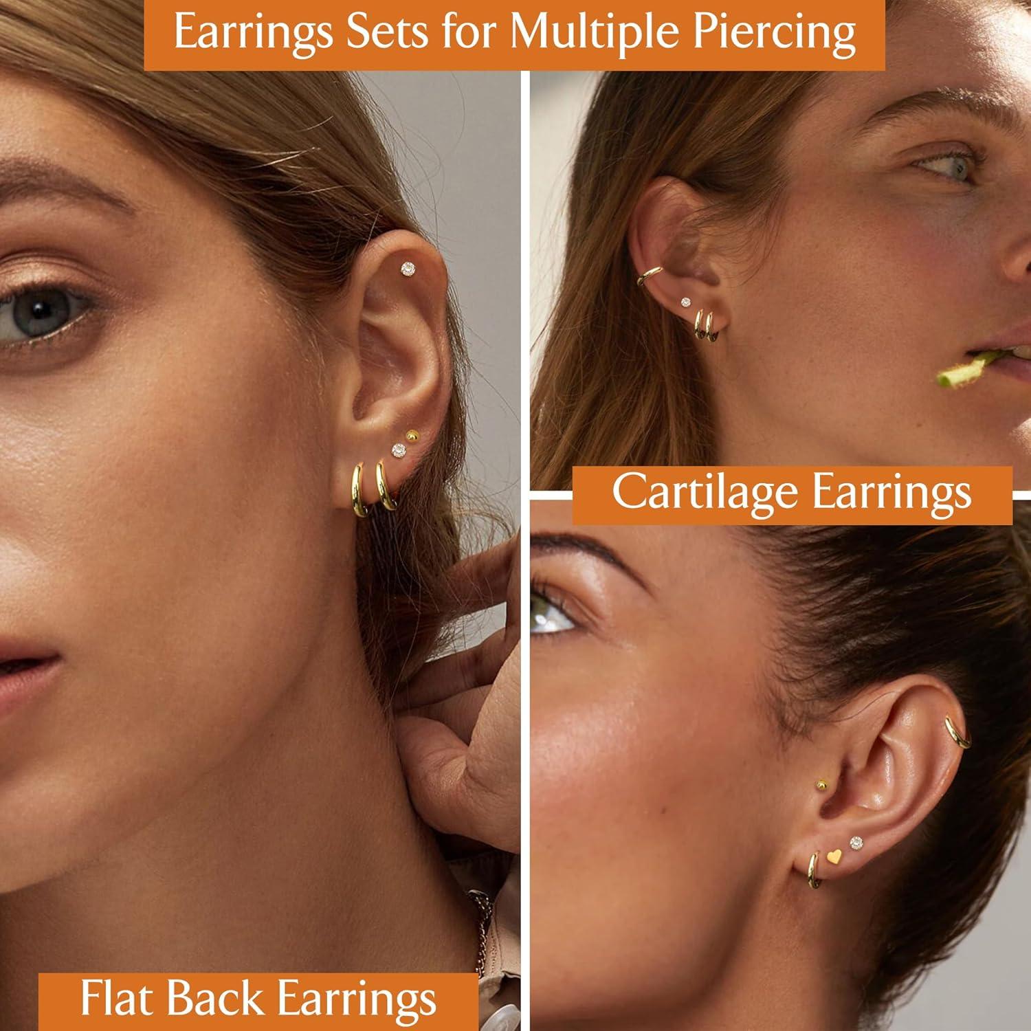 Hypoallergene Goldene Ohrstecker Set 15 Paar Creolen Chirurgenstahl