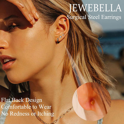 Medizinische Ohrstecker Gold Set | 15 Paar Ohrringe Damen | Creolen Helix Piercings Gold