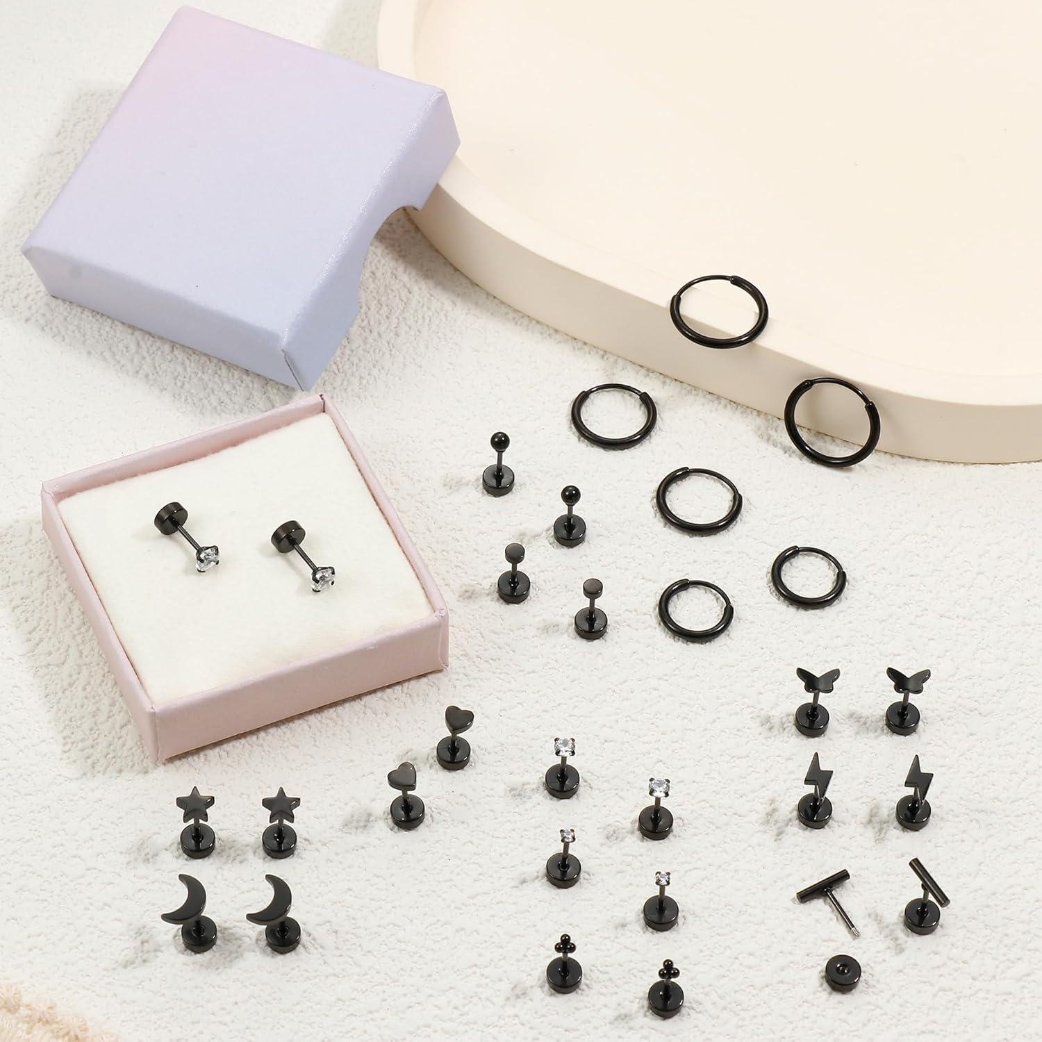 Gold Ohrringe Set: 15 Paar Ohrstecker Creolen Piercing Hypoallergen