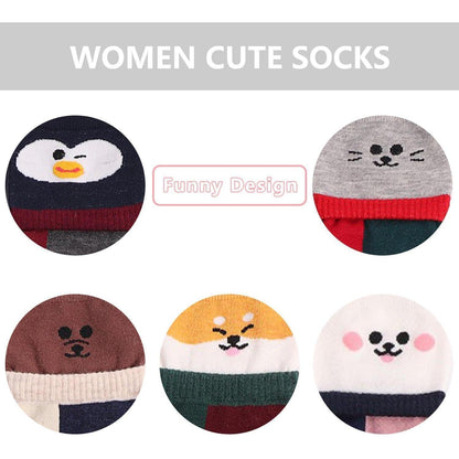 Damen Zehensocken Baumwolle Tier-Obst Muster 5er-Set Größe 35-40