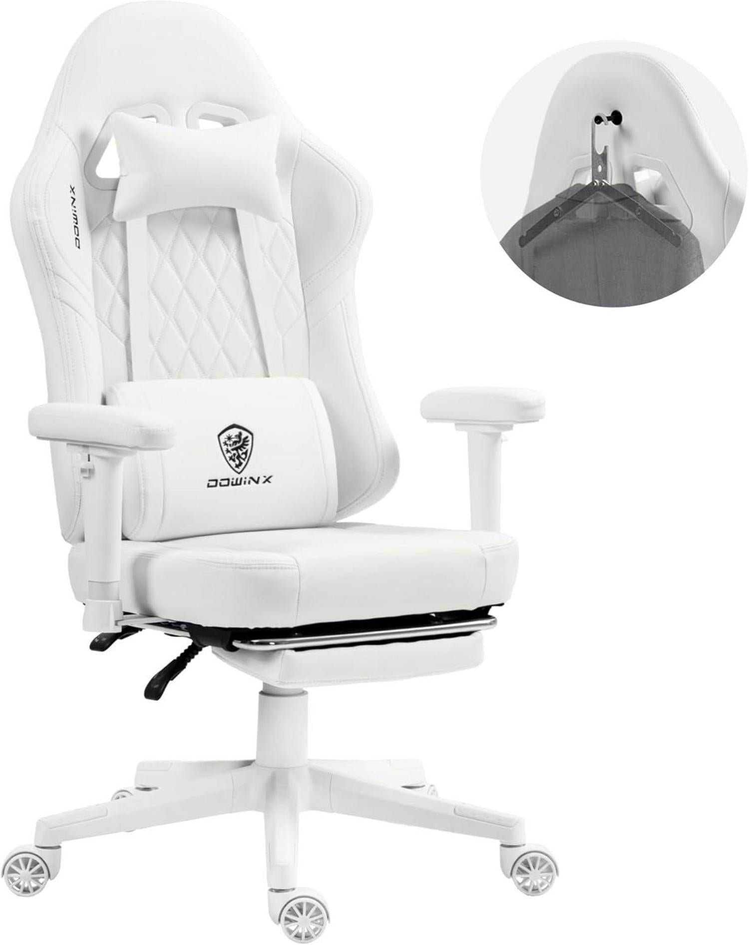 Gaming Stuhl mit Taschenfederkissen Massage Kopfstütze Fußstütze