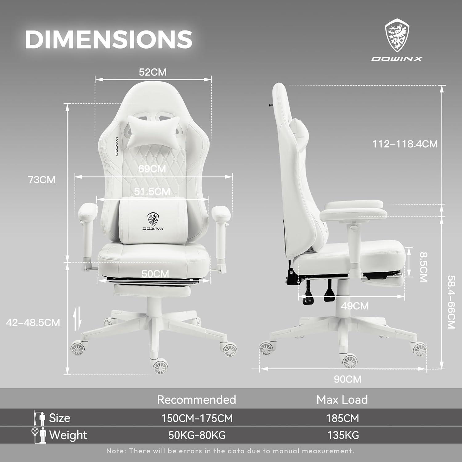 Gaming Stuhl mit Taschenfederkissen Massage Kopfstütze Fußstütze