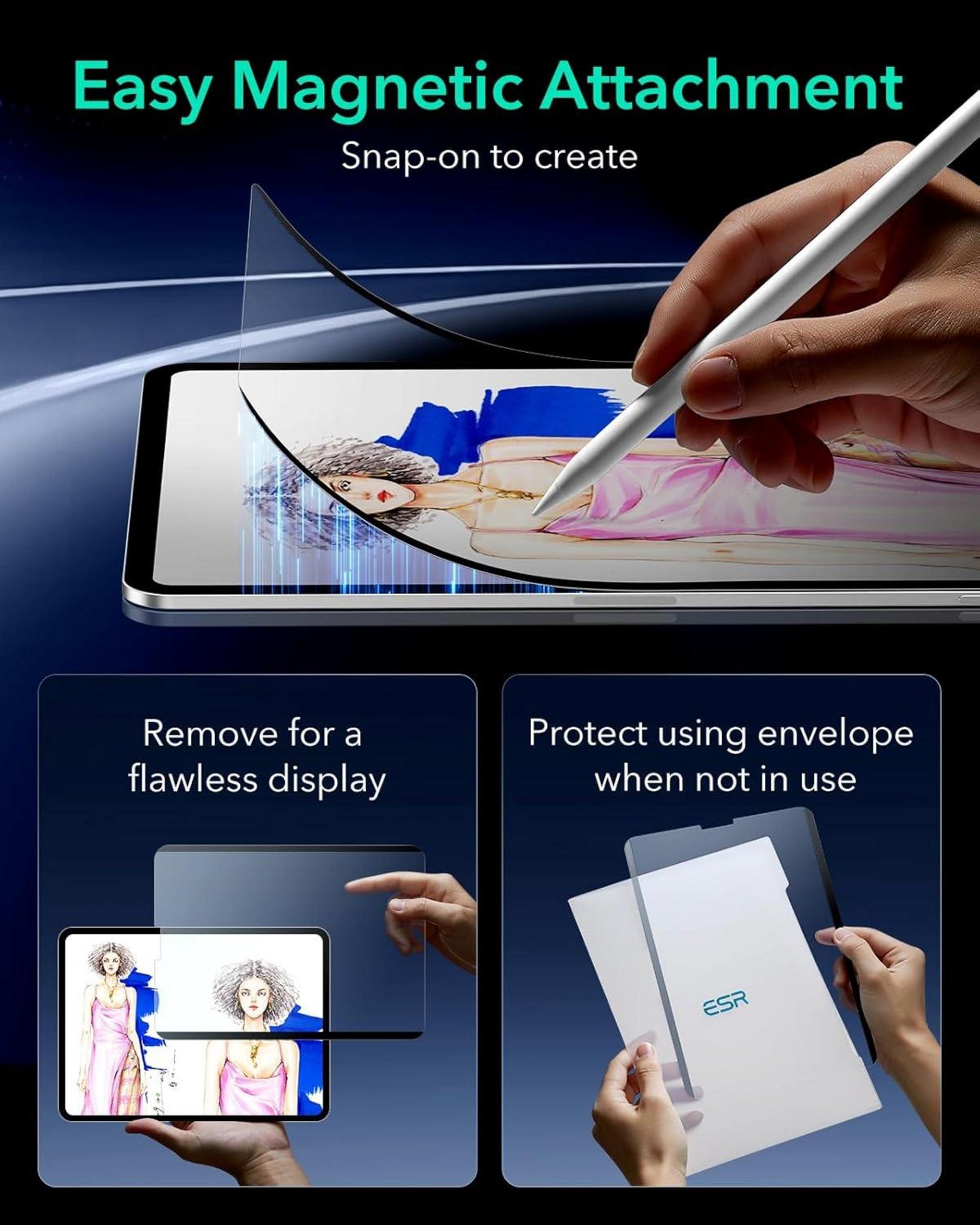 ESR Paper-Feel Magnet Schutzfolie für iPad Pro 12.9 2 Stück - Matte Folie