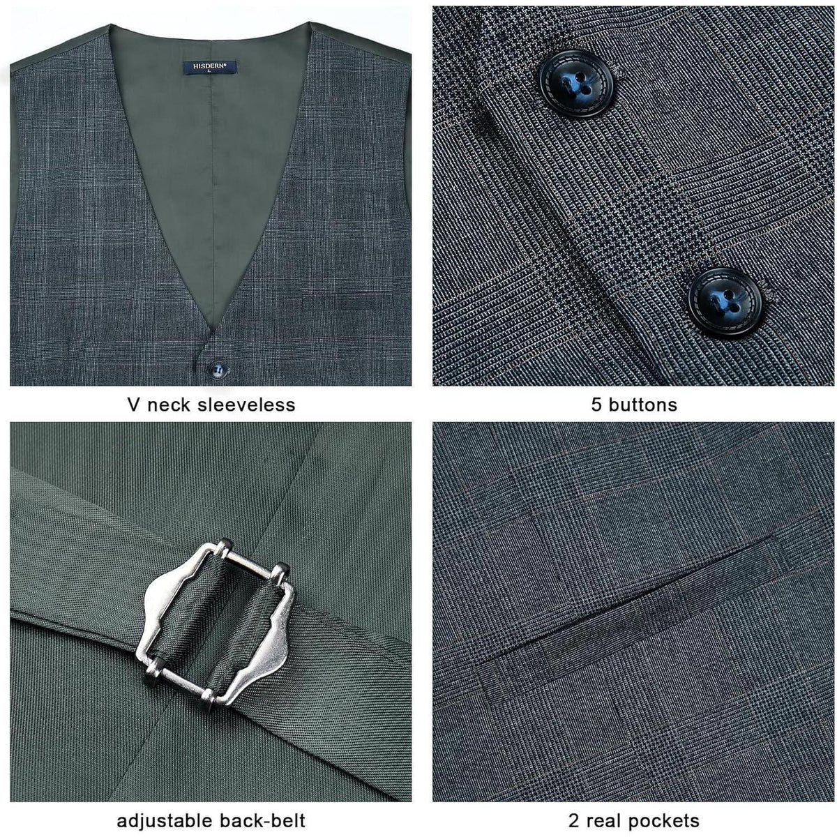 Herren Weste Kariert Baumwolle V-Ausschnitt Marineblau XL