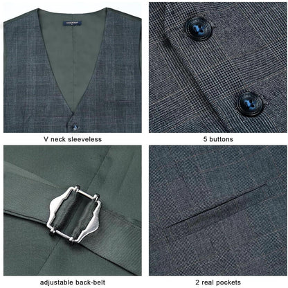 Herren Weste Kariert Baumwolle V-Ausschnitt Marineblau XL