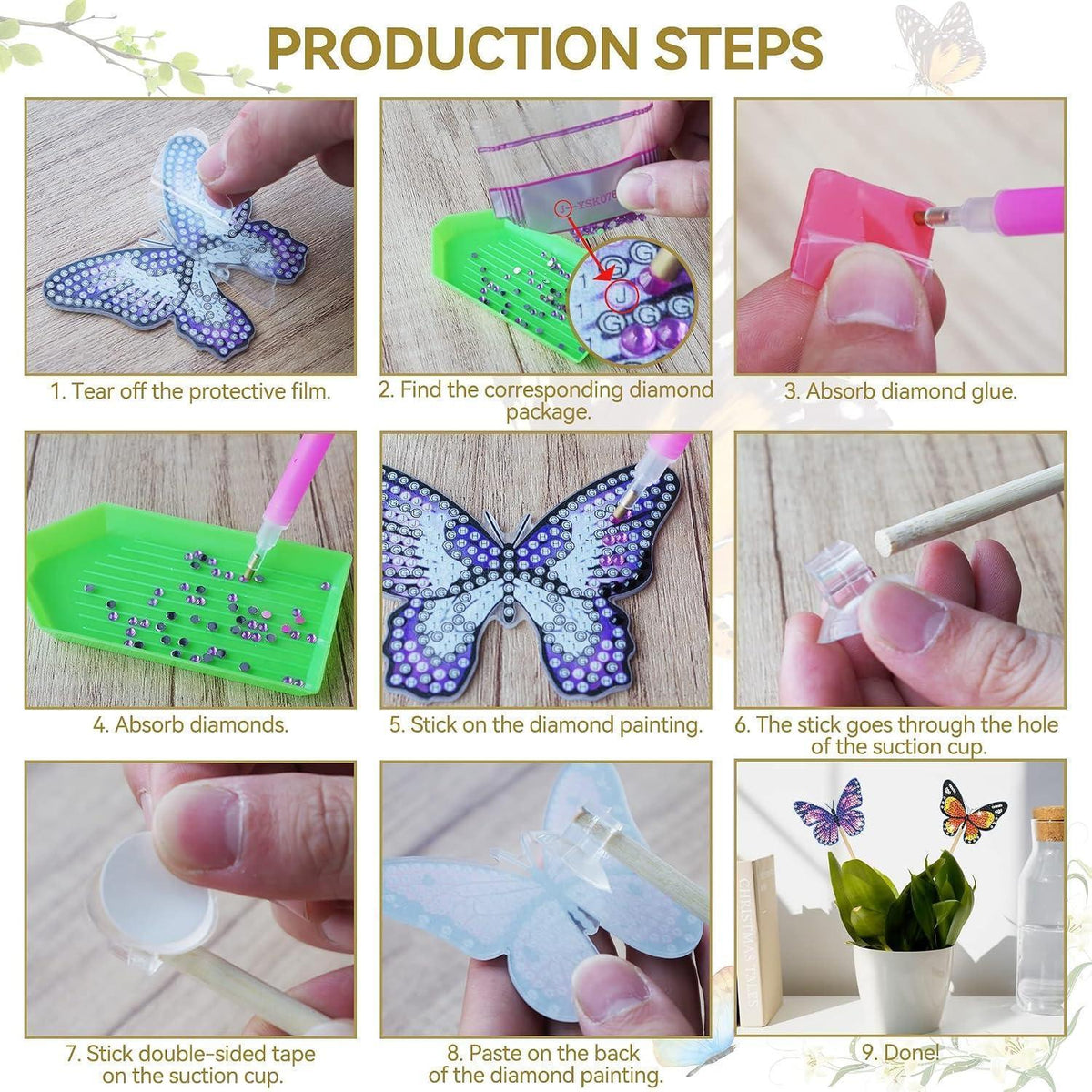 Diamant Painting Schmetterling Set 8er Pack für Anfänger