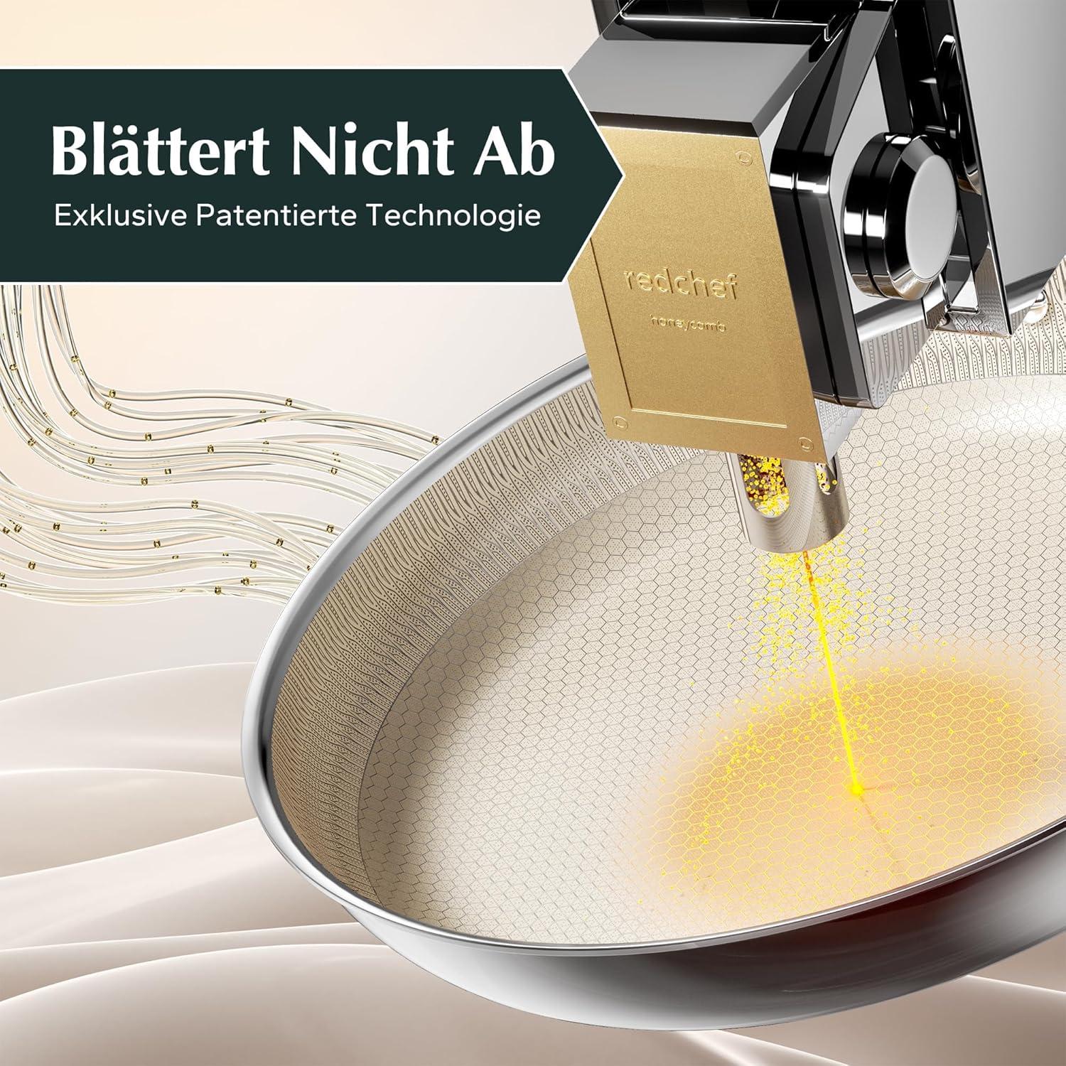 Bratpfanne Wabenpfanne Pfannenset Induktion Edelstahl beschichtet 24