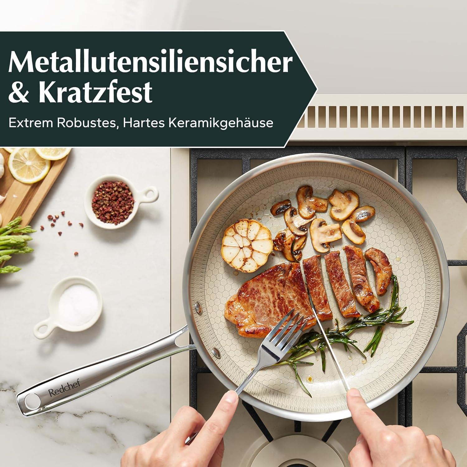 Pfannenset Keramik Wabenstruktur 3-teilig 24 20 28cm Edelstahlpfanne