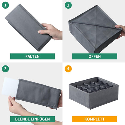 Schubladen Organizer Kleiderschrank Aufbewahrungsboxen Set 6-teilig Grau