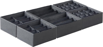 Schubladen Organizer Kleiderschrank Aufbewahrungsboxen Set 6-teilig Grau