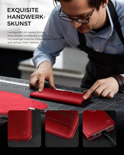 Samsung Galaxy S24 Handyhülle Wallet 5G Leder Rot Flip Case