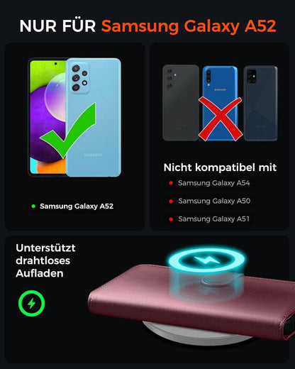 Handyhülle Samsung Galaxy A52S 5G Premium Lederhülle Weinrot
