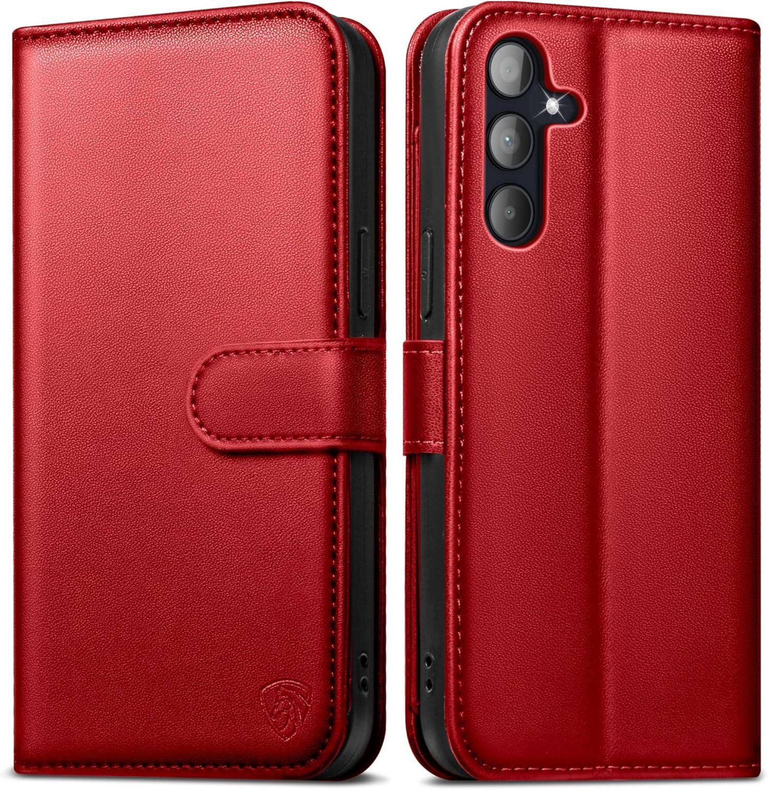 Samsung Galaxy A55 Handyhülle mit RFID Schutz und Standfunktion, Rot