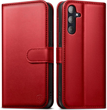 Samsung Galaxy A55 Handyhülle mit RFID Schutz und Standfunktion, Rot