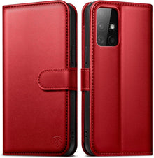Handyhülle Samsung Galaxy A51 Schutzhülle Rot Leder RFID Blocker