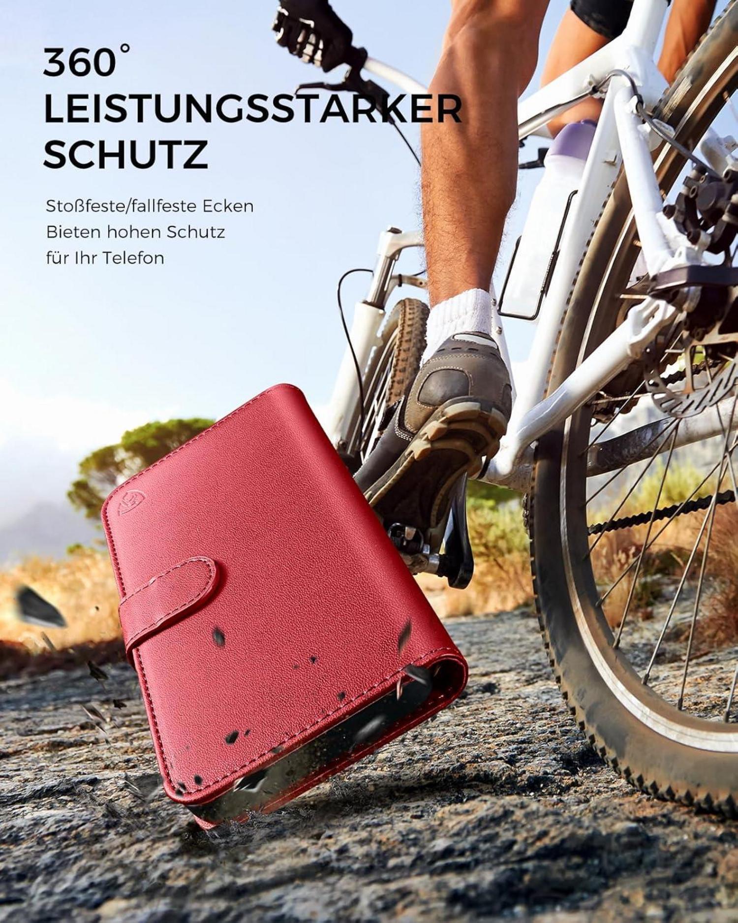 Handyhülle Samsung Galaxy A51 Schutzhülle Rot Leder RFID Blocker