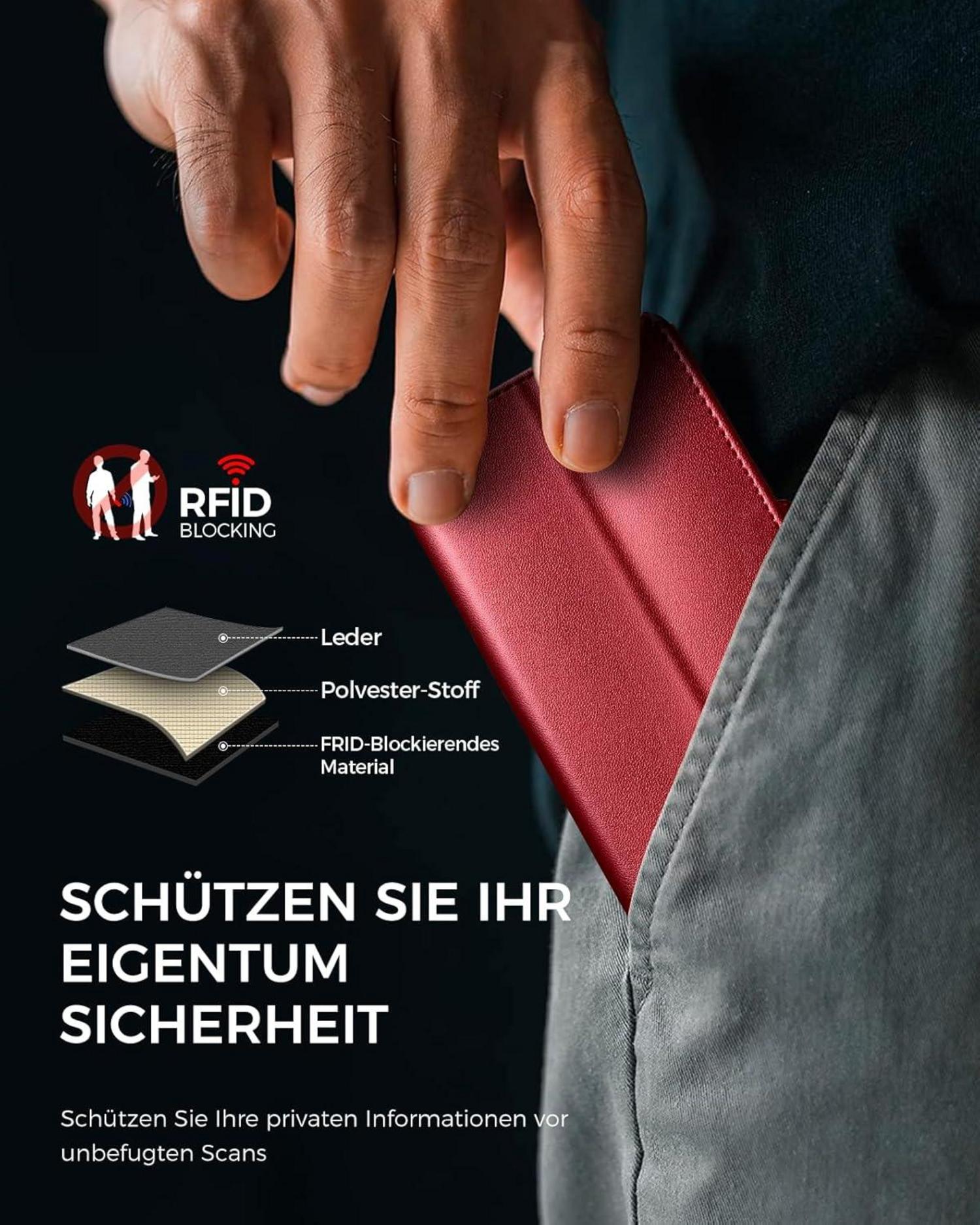 Samsung Galaxy A51 Handyhülle in Rot mit RFID Blocker und Standfunktion