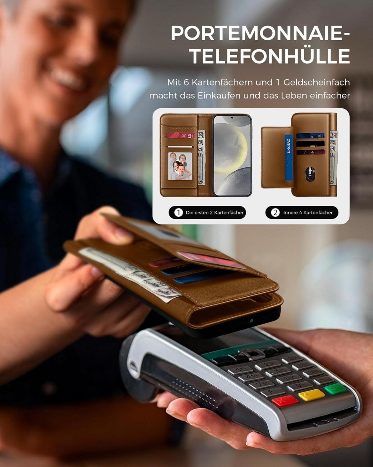 Handyhülle Samsung Galaxy S24 Leder Flip Wallet Braun
