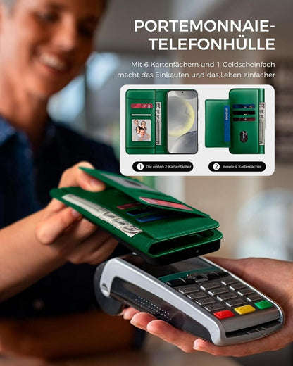 Handyhülle Samsung Galaxy S24 Wallet Leder KieferGrün