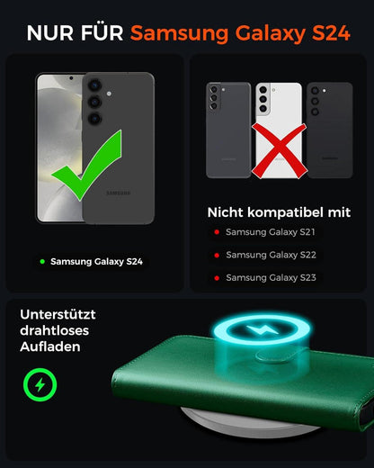 EASDNB Samsung Galaxy S24 5G Hülle Wallet PU Leder Klappbar Flip Case Kartenfach