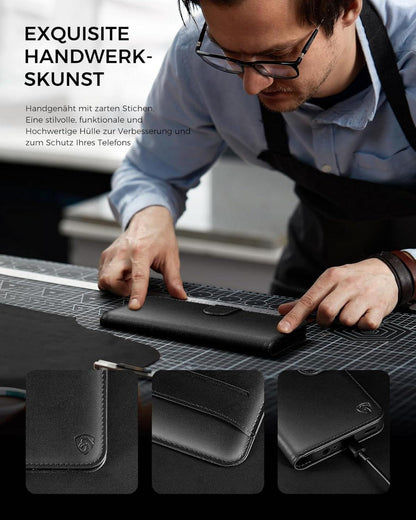Handyhülle Samsung Galaxy A51 Klapphülle Leder Schwarz RFID