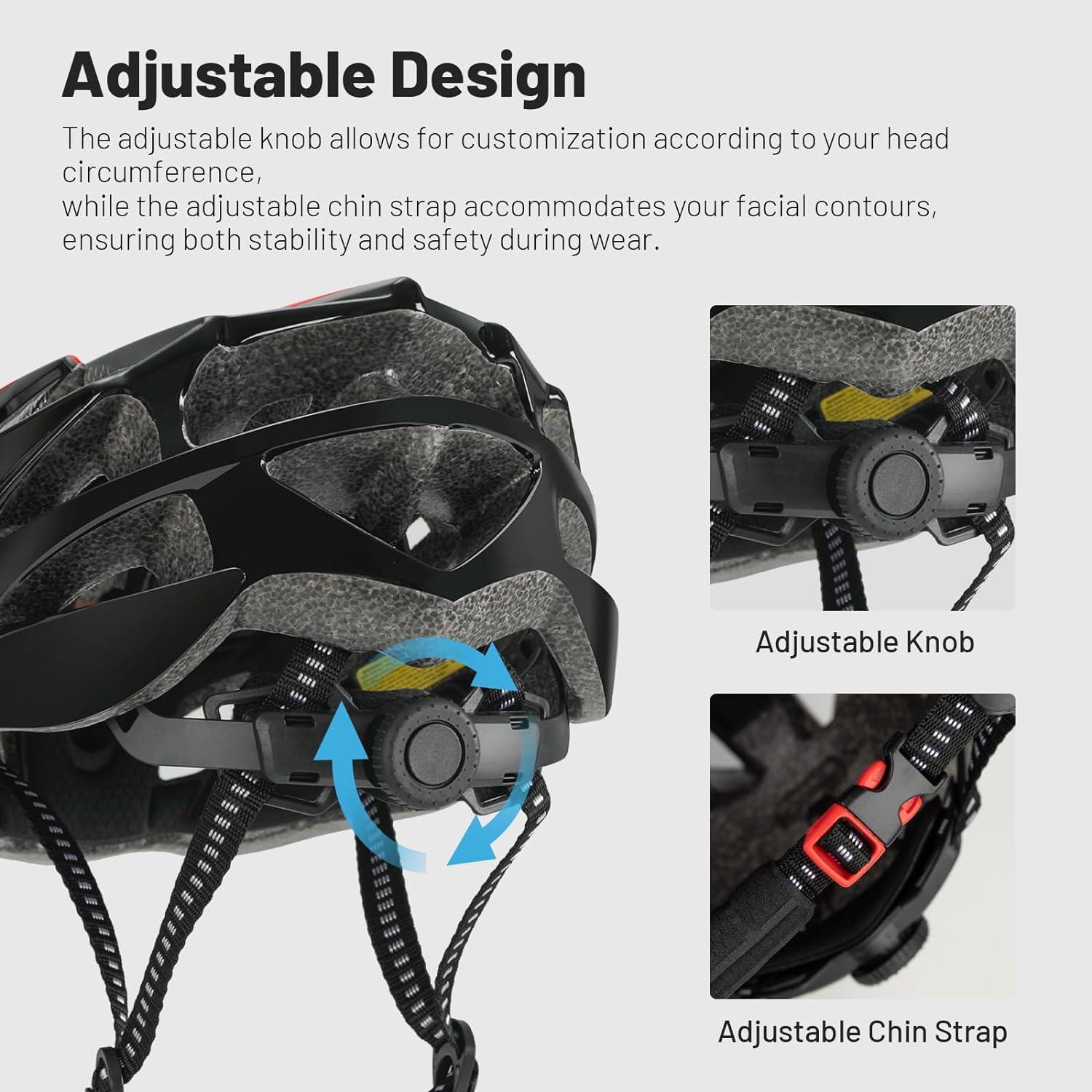 Favoto Fahrradhelm Erwachsene Abnehmbar Innenfutter Verstellbar Schwarz-Rot M