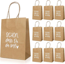 10er Set Kraftpapiertüten mit Henkel 21x15x8cm Geschenktüten für Party