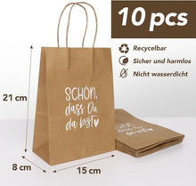 10x Geschenktüten Kraftpapier 21x15x8cm Henkel - Party