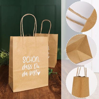 10er Set Kraftpapiertüten mit Henkel 21x15x8cm Geschenktüten für Party
