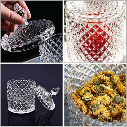 Bonbongläser Kristallglas Dose mit Deckel - 2 Stück Snacks Candy Jar