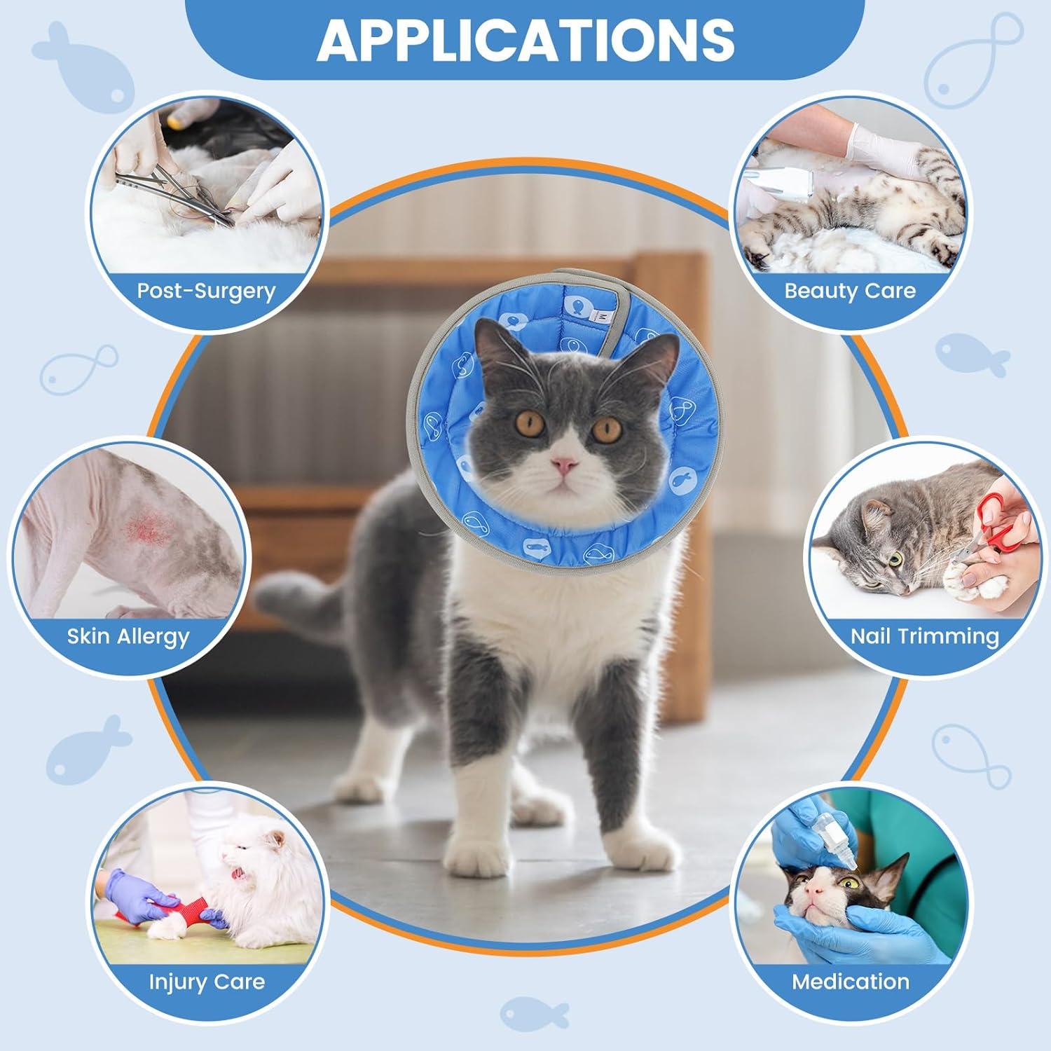 Weicher Katzenschutzkragen Blau S für postoperative Genesung