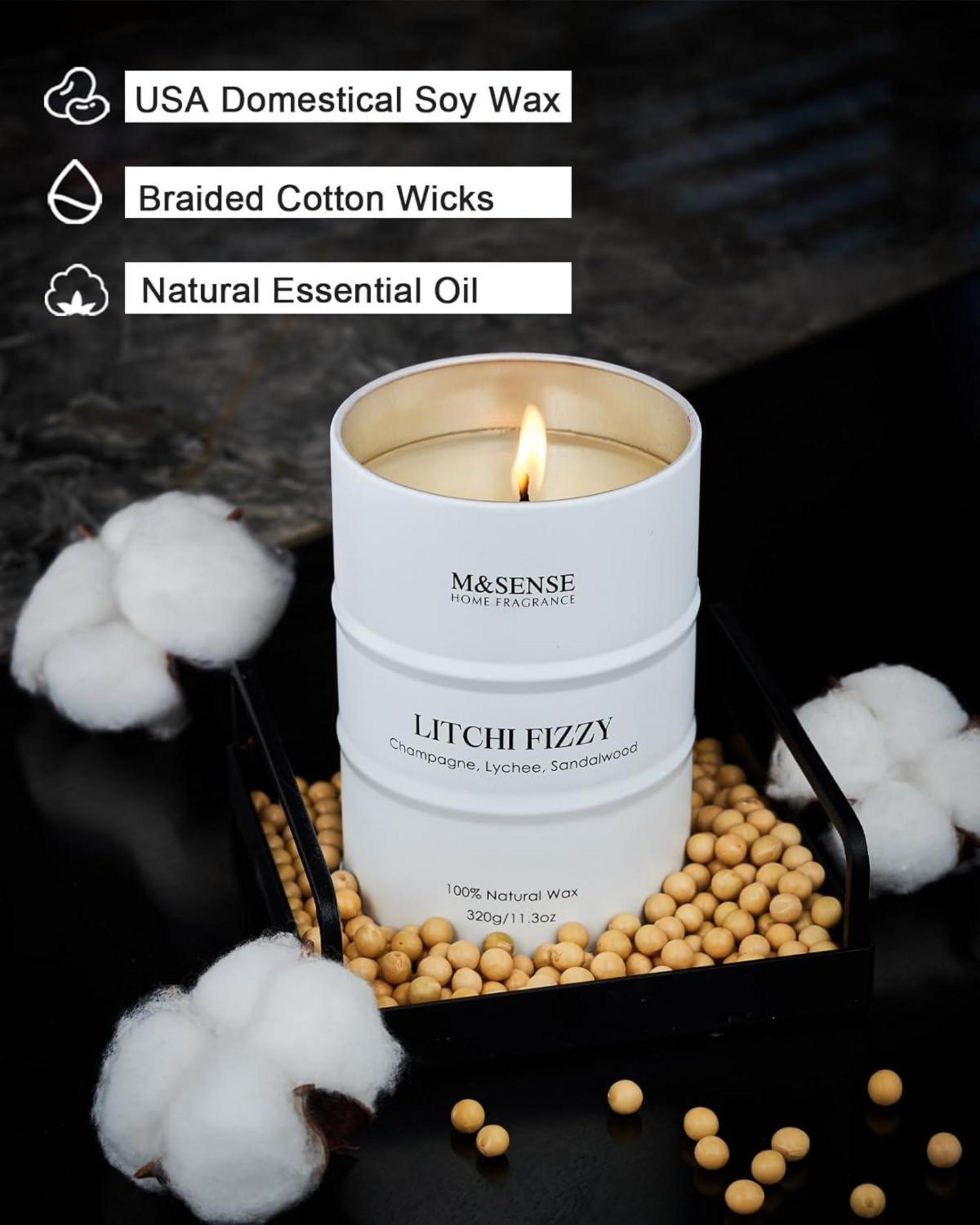 Duftkerze Litchi Fizzy 320g 70h nachhaltige Sojakerze Aromatherapie