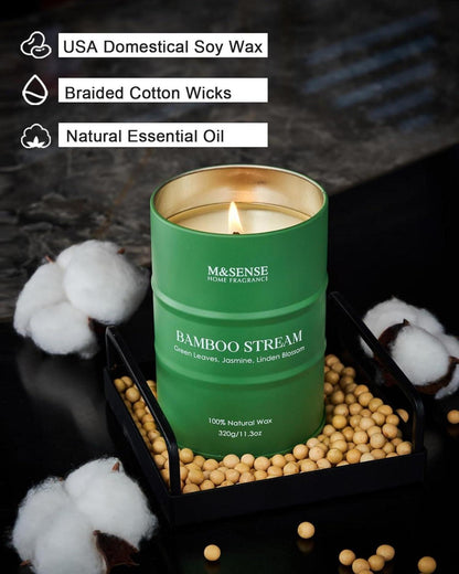 Natürliche Bambus-Duftkerze 320g Aromatherapie für Stress Relief