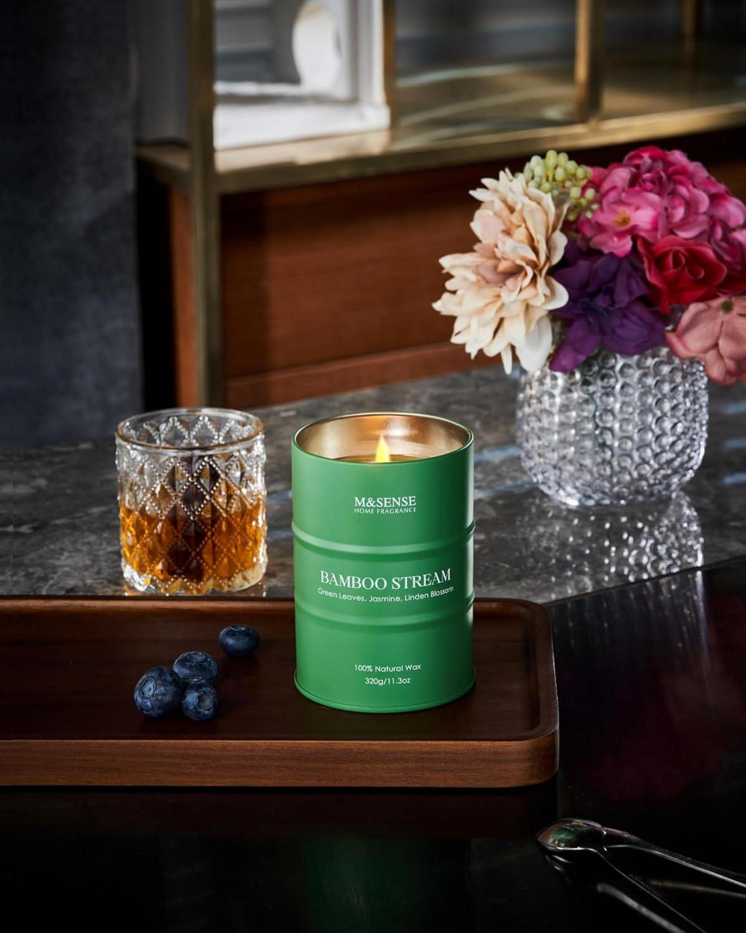 Natürliche Bambus Aromatherapie Kerze 320g 70h Brenndauer stress relief