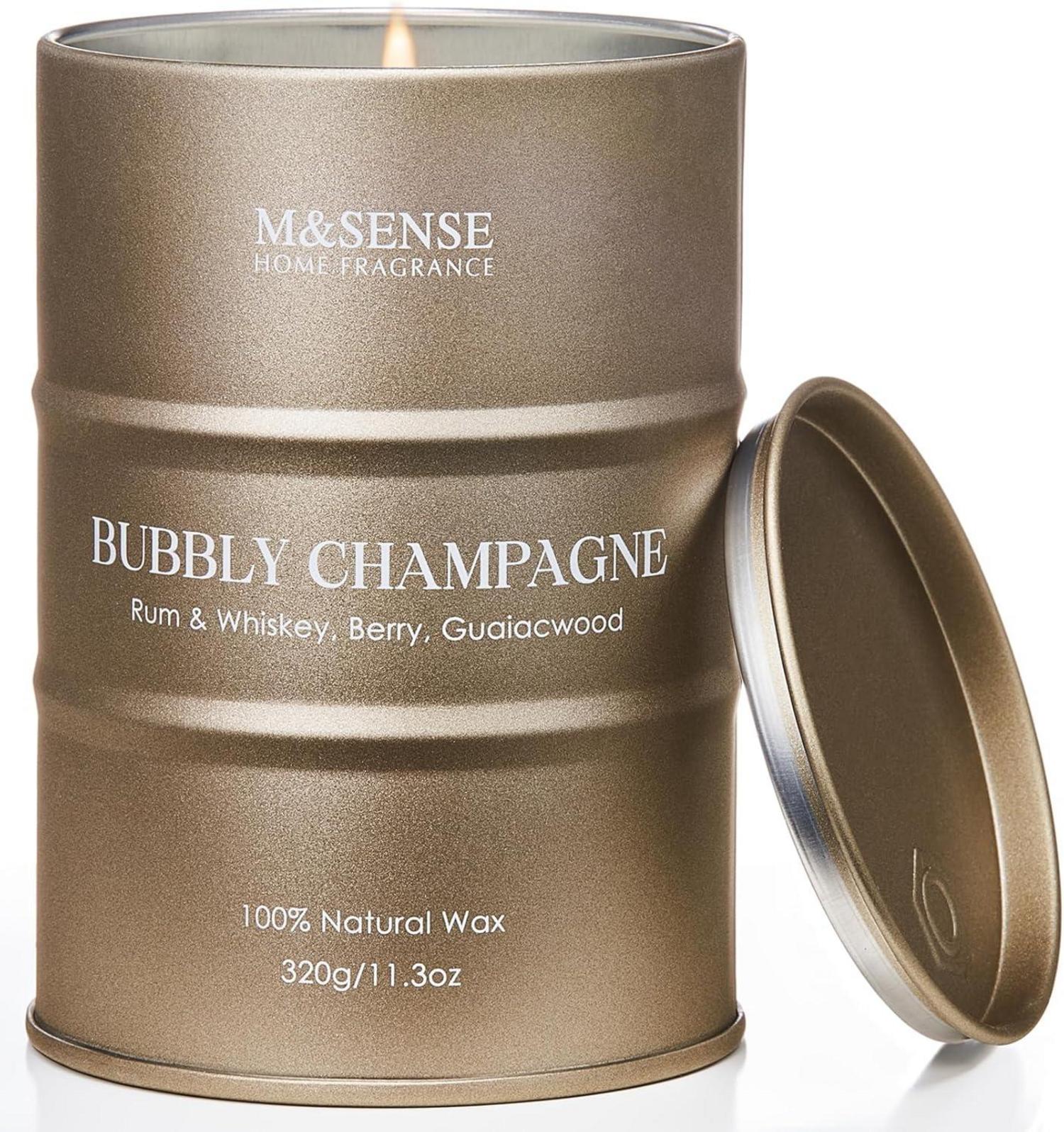 Sprudelnder Champagner Duftkerze 320g, Luxus Sojawachs Kerze