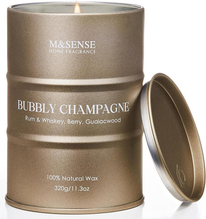Sprudelnder Champagner Duftkerze 320g, Luxus Sojawachs Kerze