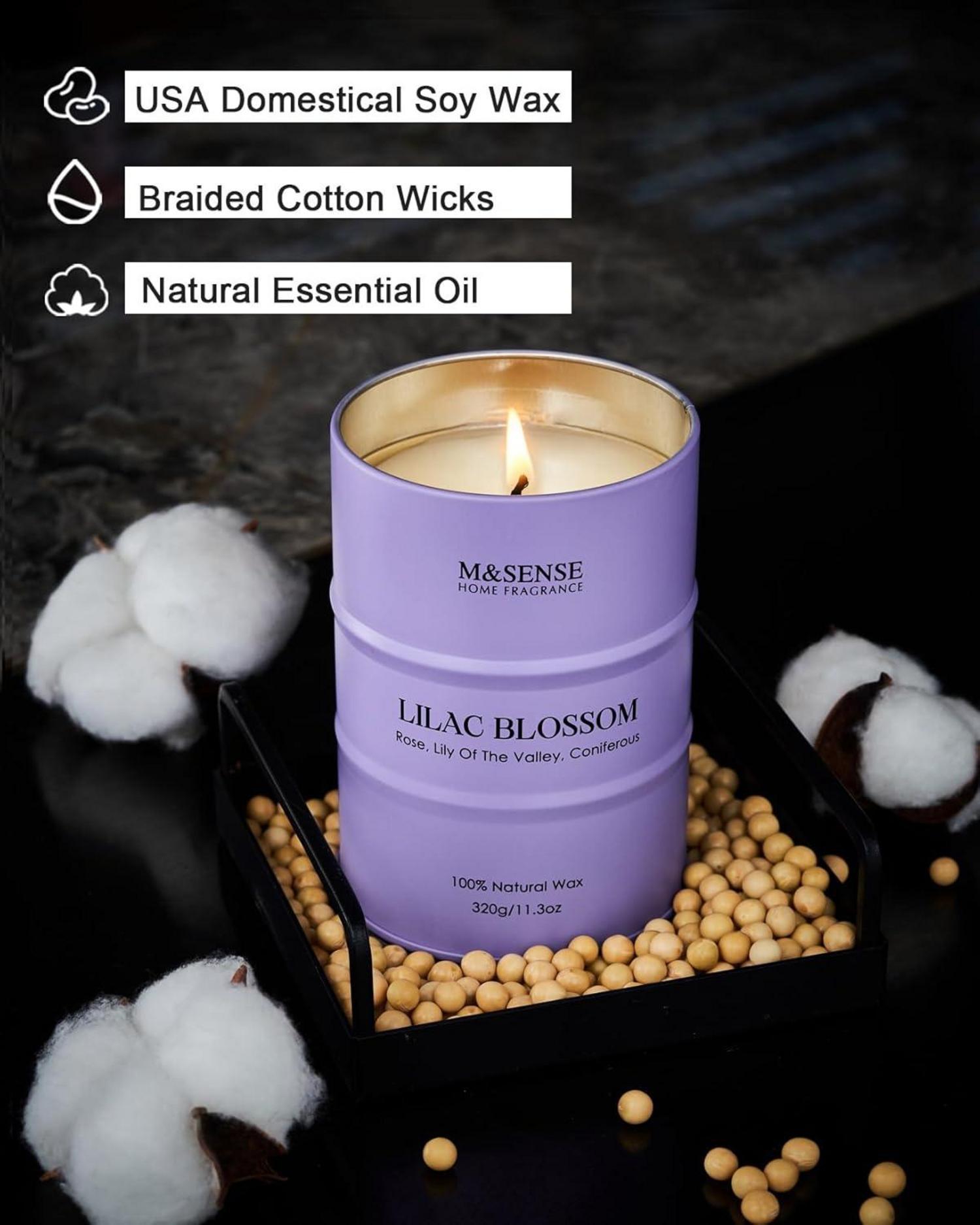 Aromatherapie Sojakerze Fliederblüte 320g 70h Brenndauer