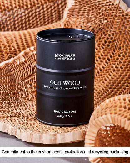 Oud Holz Duftkerze 320g Natürliches Sojawachs, 70 Std. Brenndauer