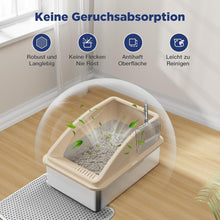 XXL Katzentoilette Edelstahl mit Matte und Schaufel Beige