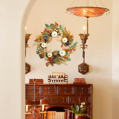 Herbstkranz Kürbisse Tannenzapfen Beere Ahornblatt 45cm