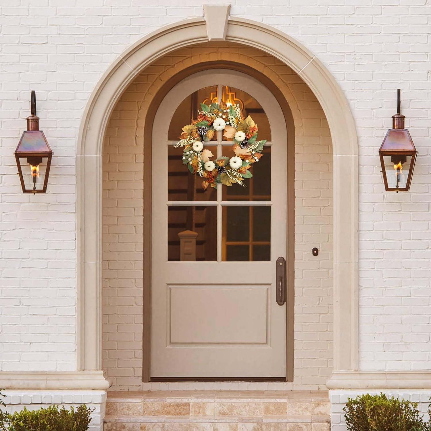 Herbstkranz Kürbisse Tannenzapfen Beere Ahornblatt 45cm