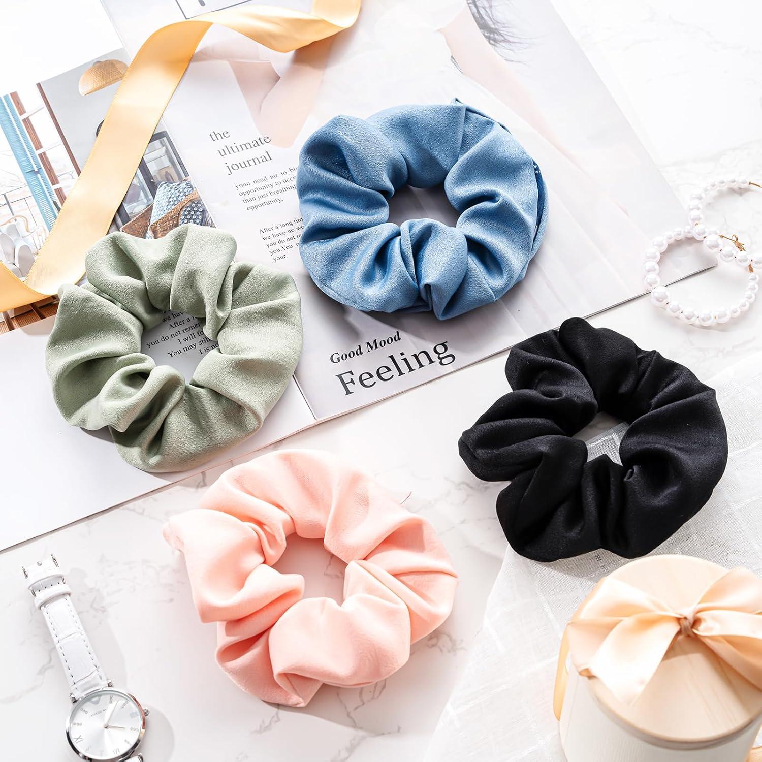 4er-Pack Haargummis Scrunchies mit versteckten Taschen für Damen und